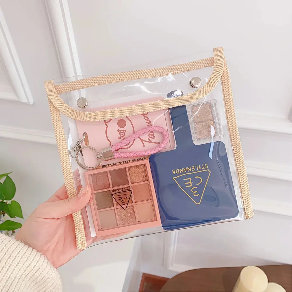 Korean Big Storage Clear PVC Transparent Cosmetic Bag Student Pencil Case Waterproof Lovely Stationery Storage Documents Pouch