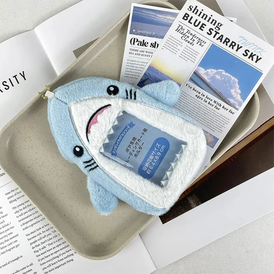 Shark plush card sleeve photo storage star small card decoration creative doll identity card collection packaging couple gifts