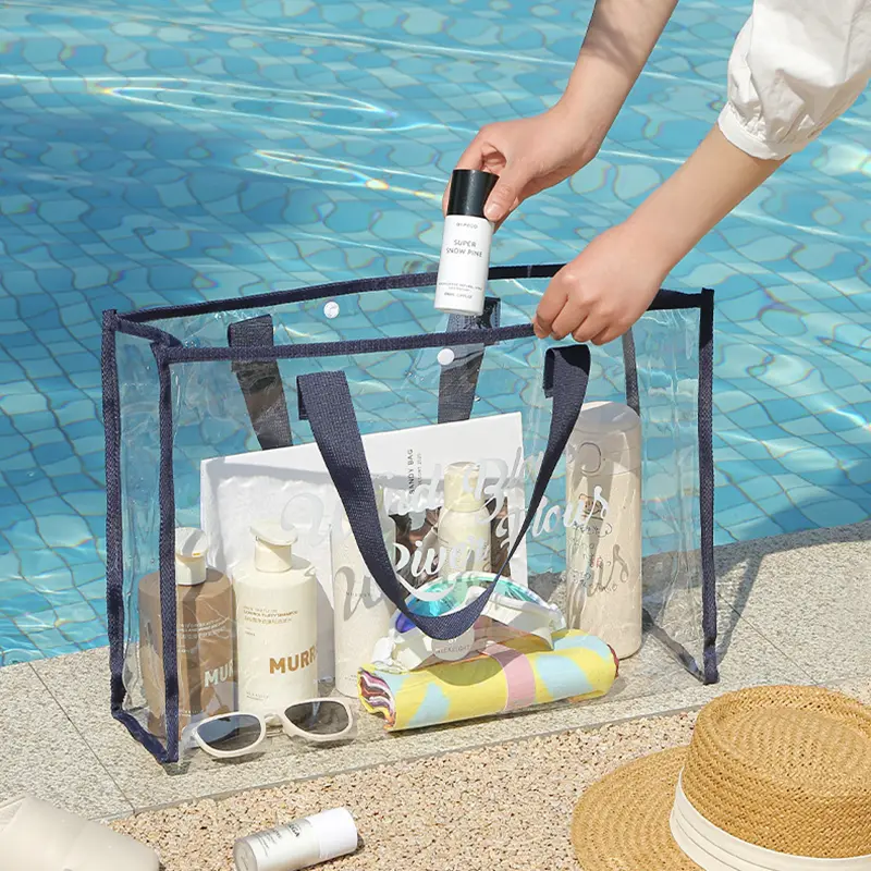 Fashion Women Clear Tote Pvc Laser Waterproof Transparent Handbags Female Large Shopper Shoulder Bag Summer Beach Portable Pouch