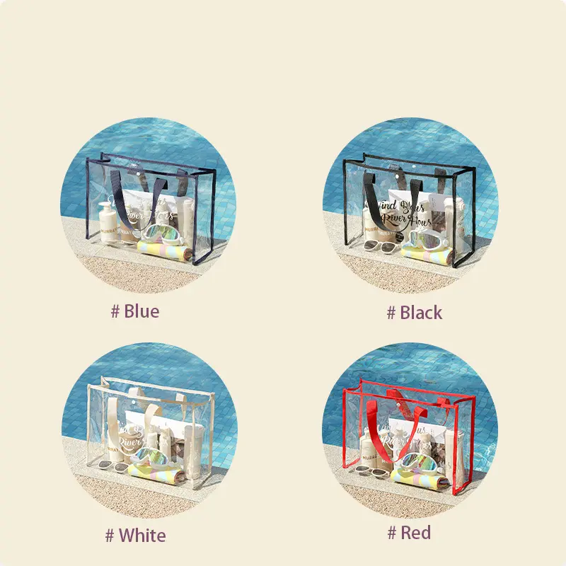 Large Capacity Swimming Bag Transparent Visible Handheld Storage Bag Thickened PVC Waterproof Wash Bag Portable Beach Bag