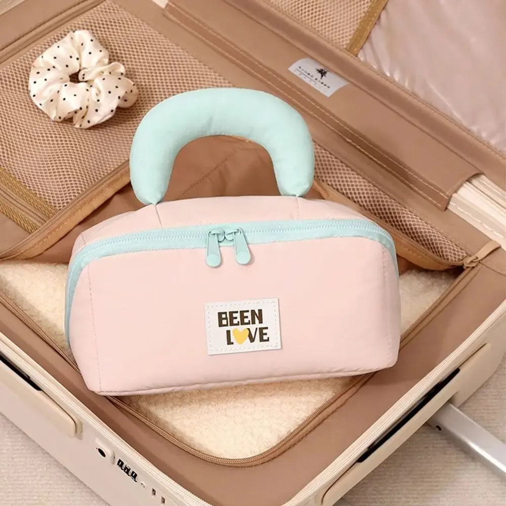 Large Capacity Cotton Candy Pillow Storage Bag Double Zipper Handheld Cosmetics Makeup Storage Bag for Travel Bunsiness Trips