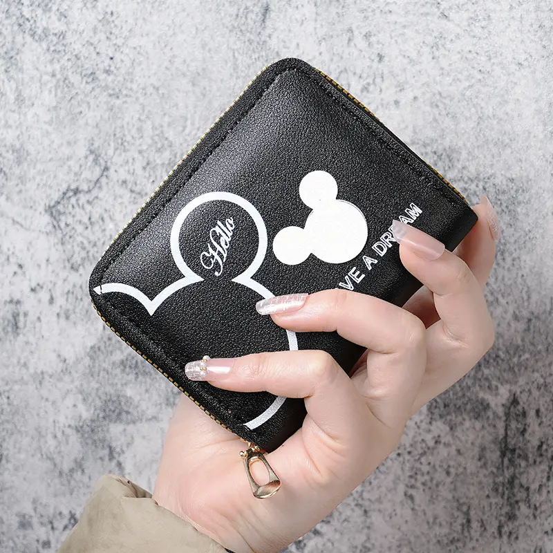 2024 new Japanese and Korean cute cartoon short wallet female mini large-capacity portable student zipper coin purse