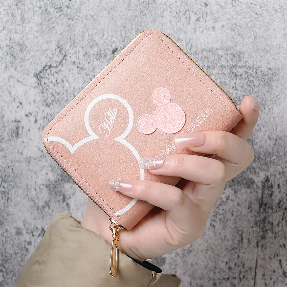 2024 new Japanese and Korean cute cartoon short wallet female mini large-capacity portable student zipper coin purse