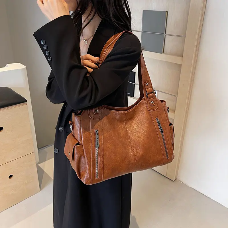 Soft Interior Compartment Shoulder Bags High Quality Contrasting Colors Crossbody Bags for Women Fashion Pu Leather Handbags