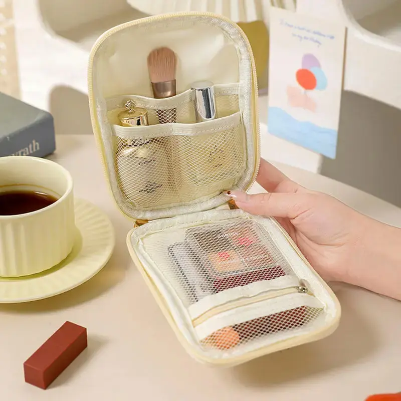 Portable Mini Makeup Pouches Lipstick Cosmetics Storage Bag Multifunctional Organizer Short Travel Toiletry Wash Bag