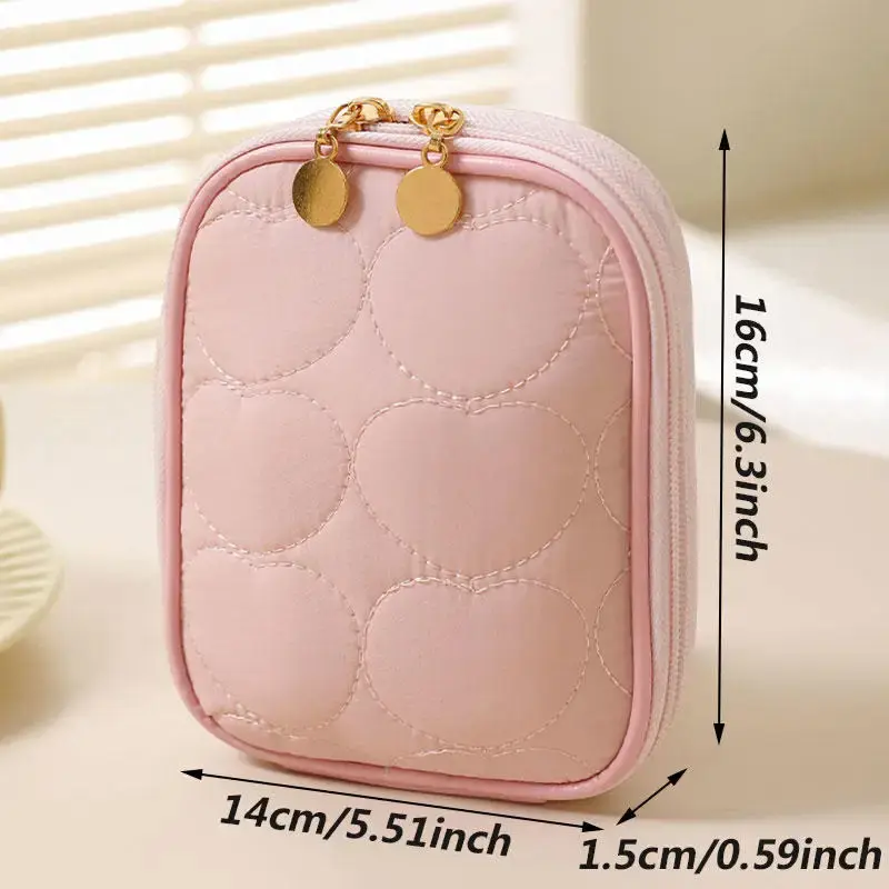 Portable Mini Makeup Pouches Lipstick Cosmetics Storage Bag Multifunctional Organizer Short Travel Toiletry Wash Bag