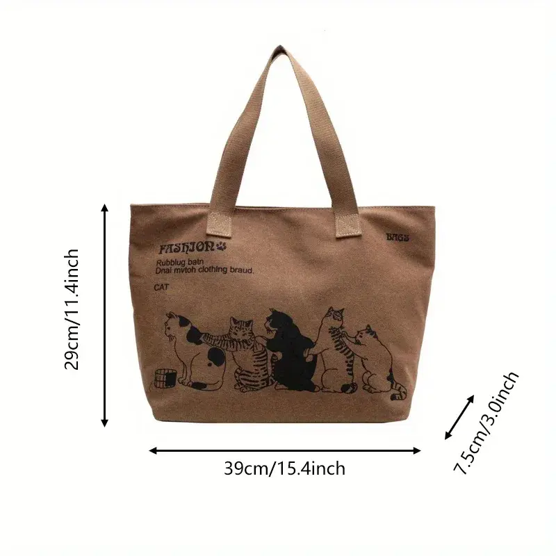 Women's Lady Canvas Tote Bag Fashionable Spacious Durable Shoulder Bag with Zipper Closure and Classic Design Perfect for Work