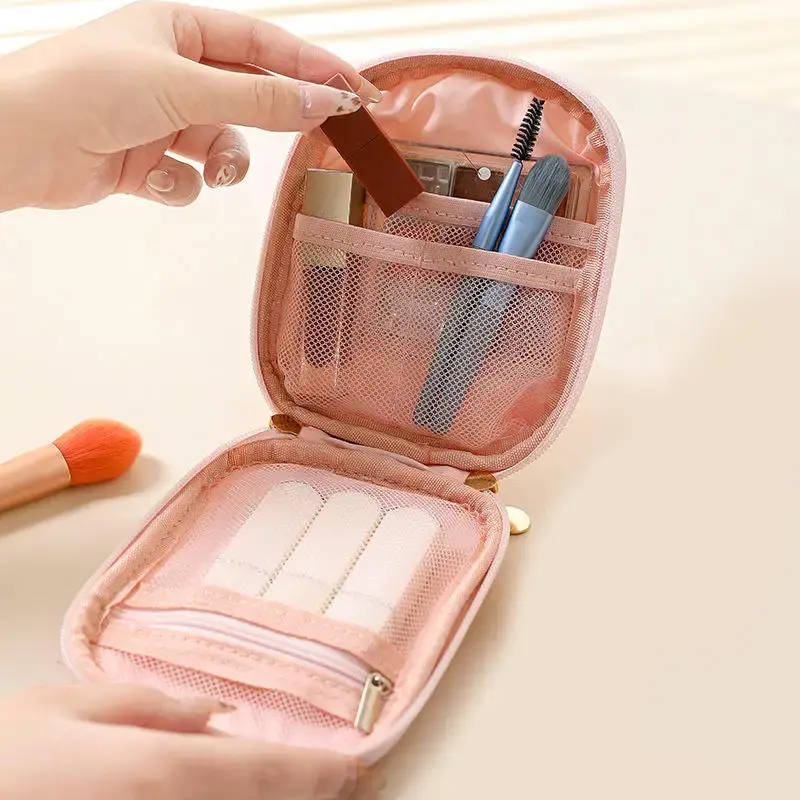 Portable Mini Makeup Pouches Lipstick Cosmetics Storage Bag Multifunctional Organizer Short Travel Toiletry Wash Bag