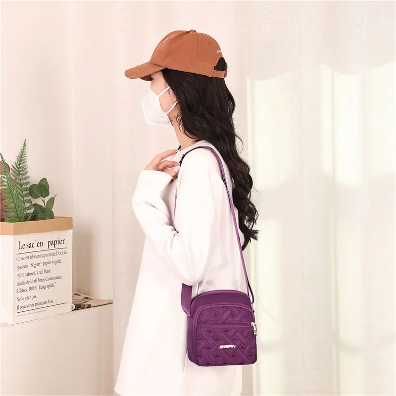 Small Casual Zip Tote Canvas Crossbody Bag Shopping Bag for Ladies Women Corduroy Shoulder Bags Striped Cloth Fabric Handbags