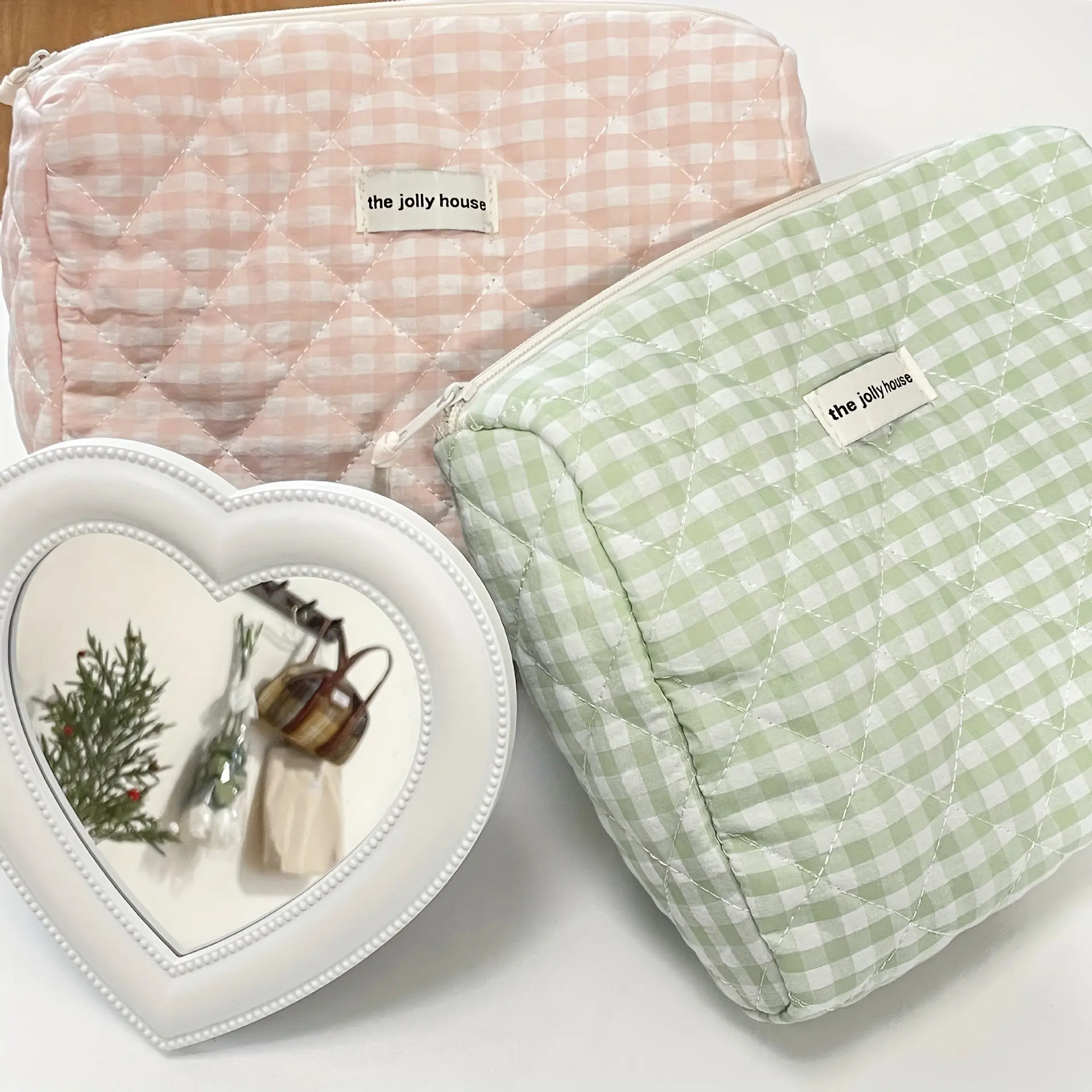 Solid Color Plaid Makeup Bag Travel Cosmetic Pouch Large Soft Cosmetic Organizer Pouch, Zipper Make Up Organizer Toiletry Bag