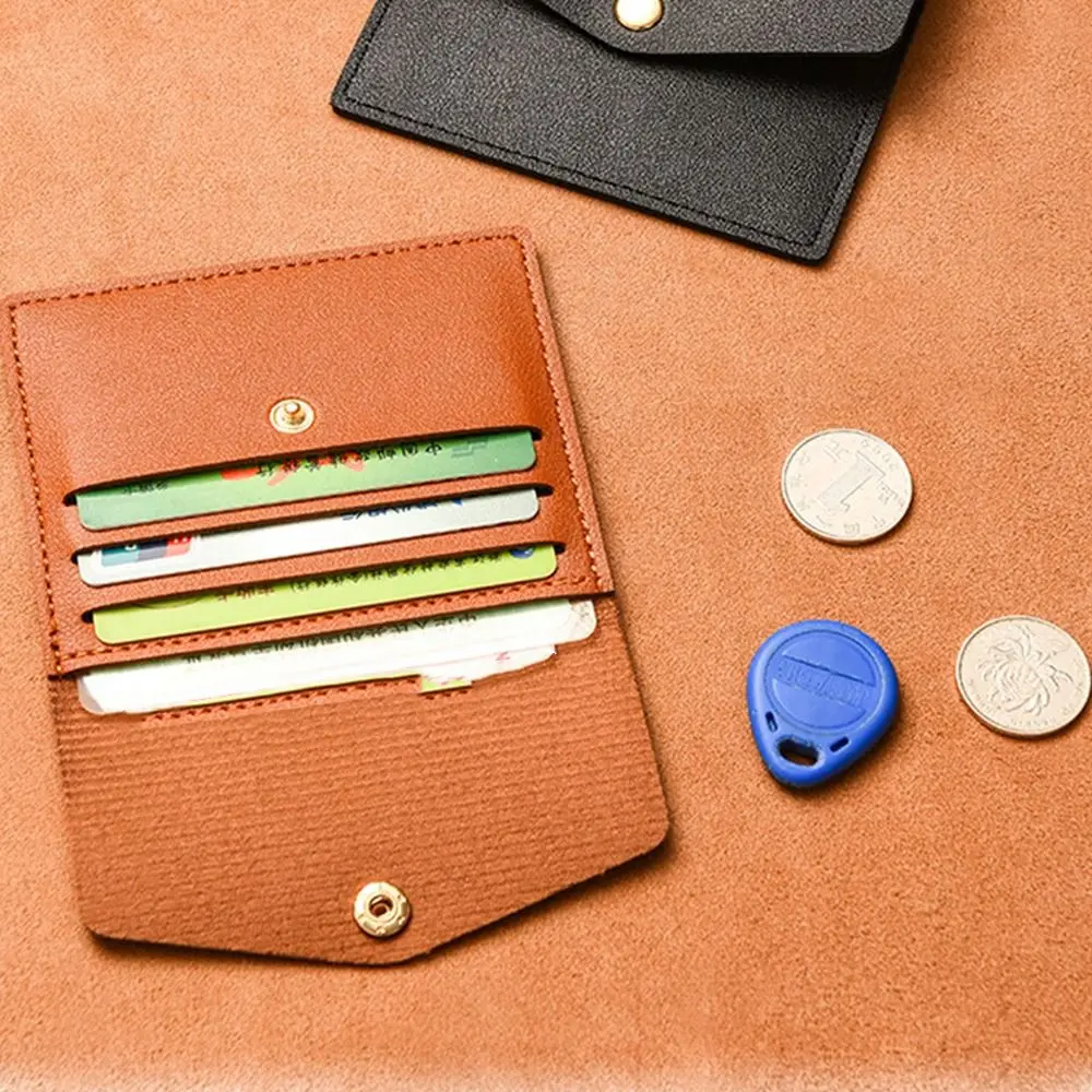 Casual Korean Style Thin Envelope Card Bag Solid Color Coin Purse Mini Wallet Wallet Snap Button Snap Button Coin Purse Men