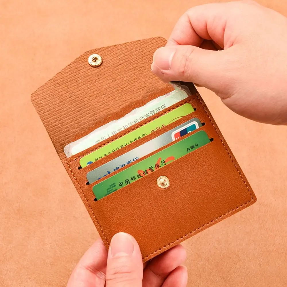 Casual Korean Style Thin Envelope Card Bag Solid Color Coin Purse Mini Wallet Wallet Snap Button Snap Button Coin Purse Men