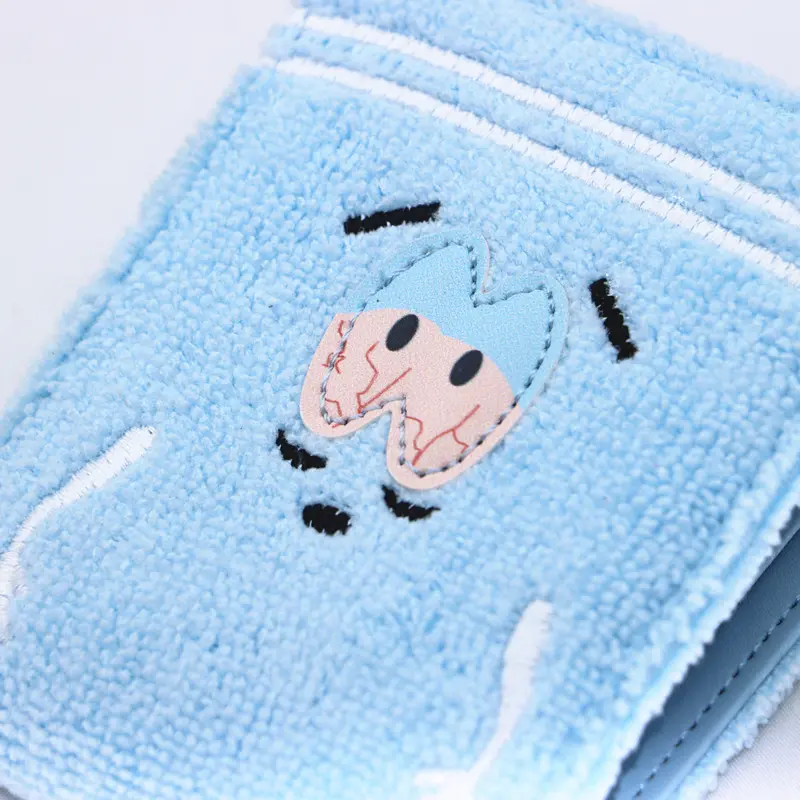 Cute Towel cloth embroidered anime fashion wallet, designer personalized ID card holder