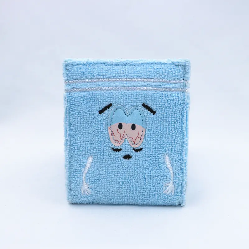Cute Towel cloth embroidered anime fashion wallet, designer personalized ID card holder