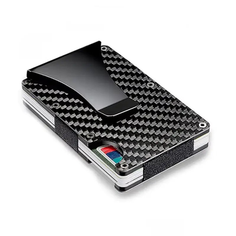 ANTI Rfid Blocking Carbon Fiber Metal Card Holder Wallets Men Slim Thin Mini Wallet Male Money Bags Small Minimalist Male Purse