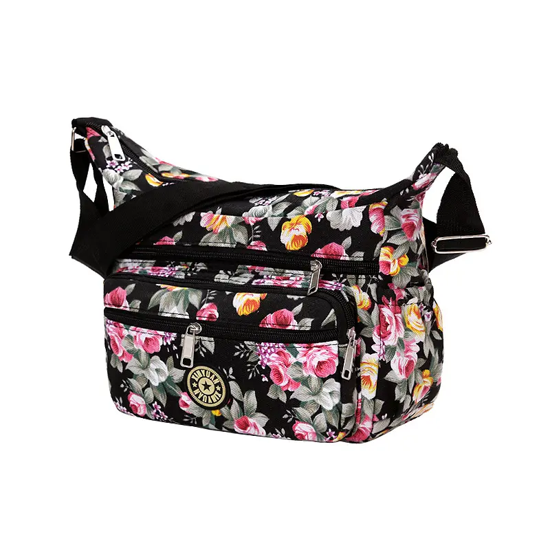 Nylon Ladies Messenger Bag Zipper Design Shoulder Bag Bandolera Mujer Printed flower Girl Student Phone Crossbody Shoulder Bag