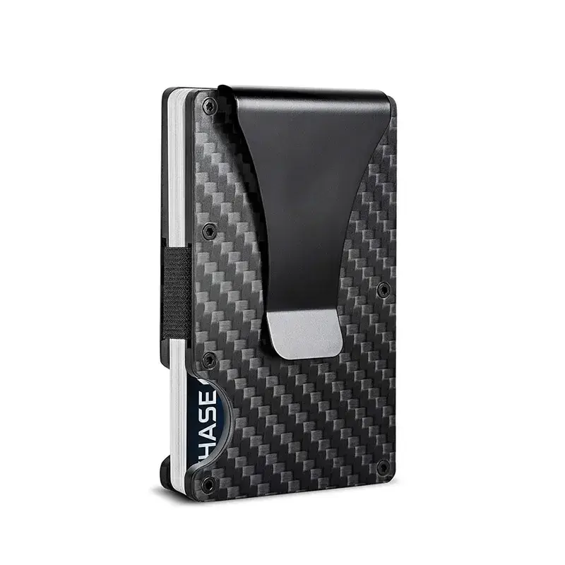ANTI Rfid Blocking Carbon Fiber Metal Card Holder Wallets Men Slim Thin Mini Wallet Male Money Bags Small Minimalist Male Purse