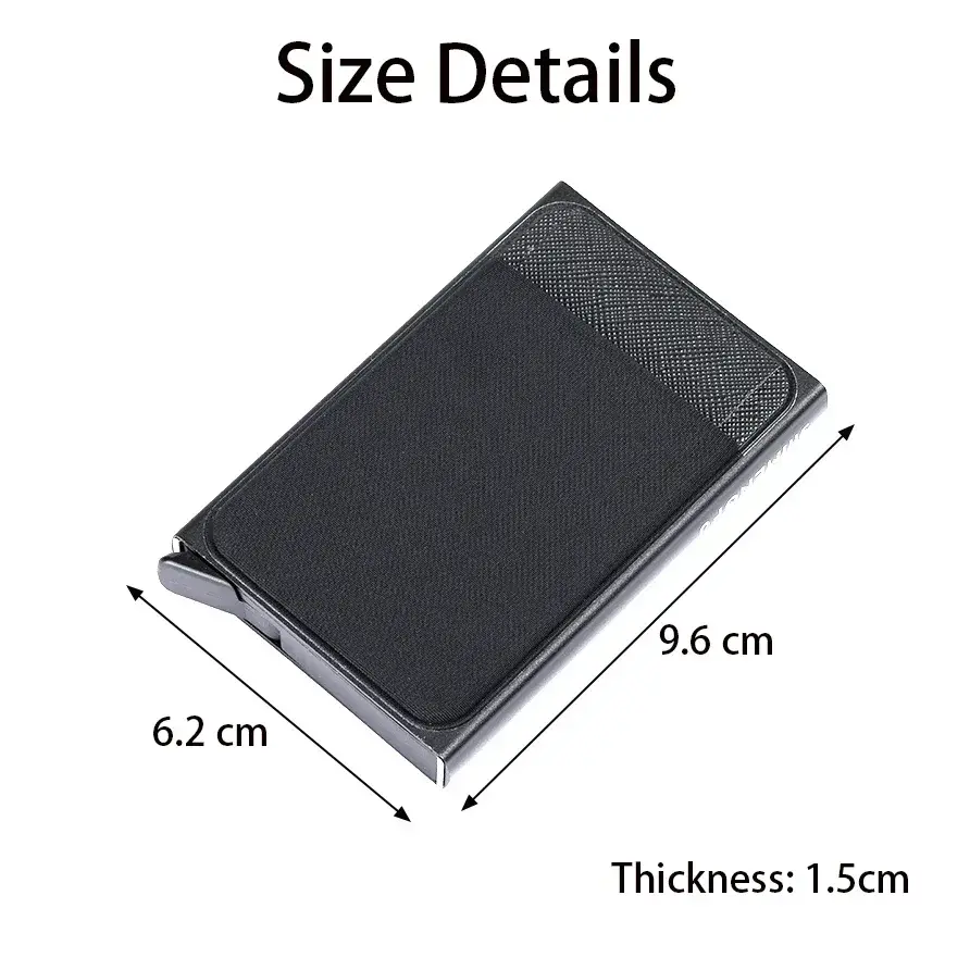 Slim Aluminum Wallet with Elasticity Back Pouch ID Credit Card Holder Mini RFID Wallet Automatic Pop Up Bank Card Case Men Purse