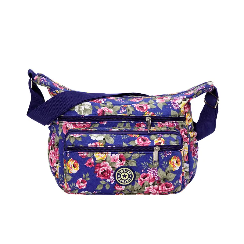 Nylon Ladies Messenger Bag Zipper Design Shoulder Bag Bandolera Mujer Printed flower Girl Student Phone Crossbody Shoulder Bag