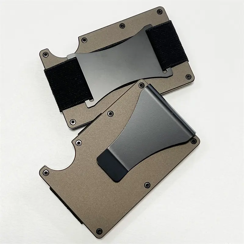 Wallet Set Money Clip Slim Card Holder For Men with Cash Strap Band Smart Rfid Aluminum Case Minimalist Multifunctional Luxury