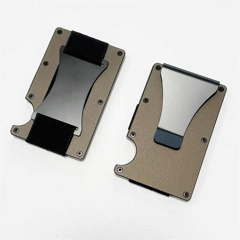 Wallet Set Money Clip Slim Card Holder For Men with Cash Strap Band Smart Rfid Aluminum Case Minimalist Multifunctional Luxury