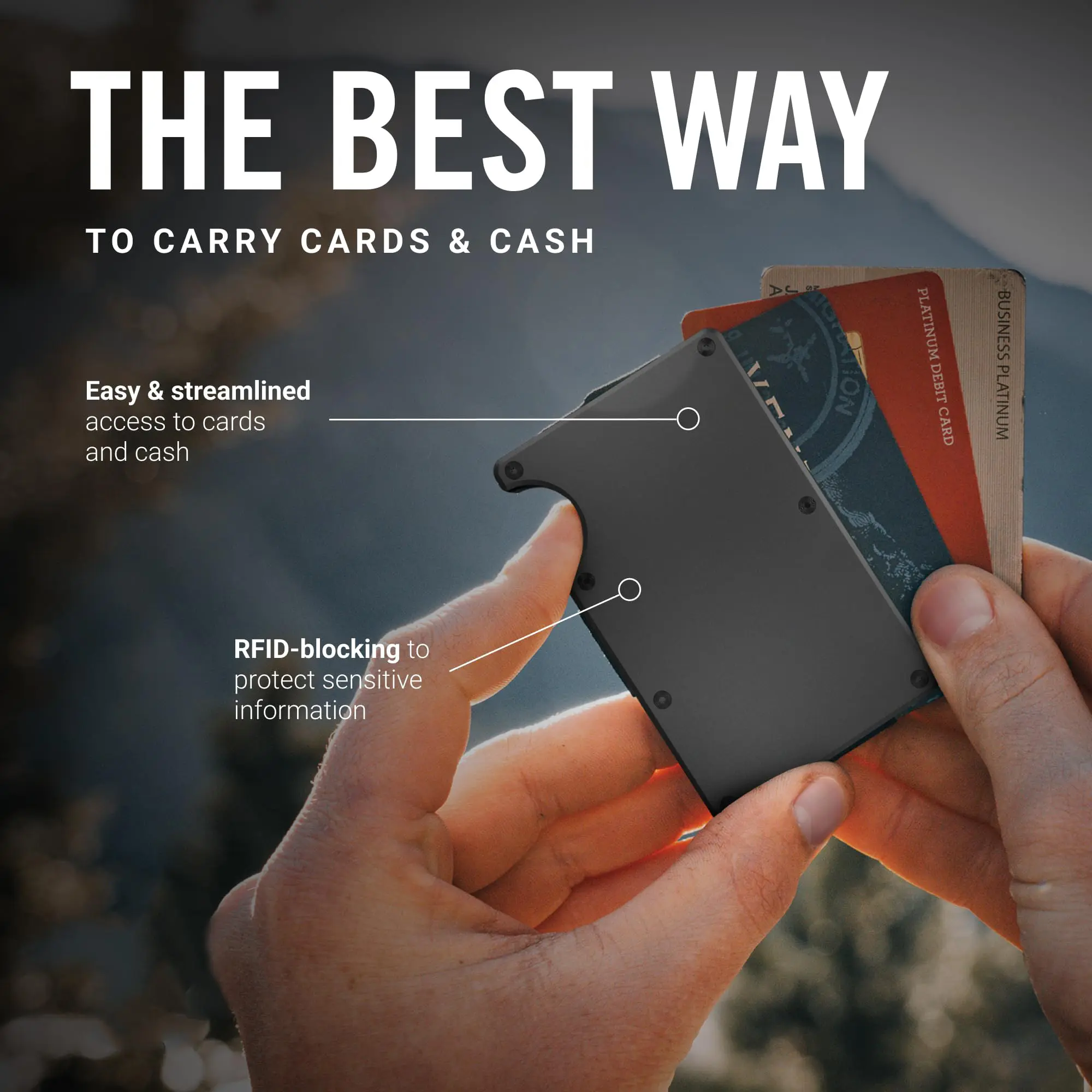 The Ridge Wallets for Men - Slim Minimalist Wallet For Men, Front Pocket, RFID - Card Holder Wallet - Carbon Fiber