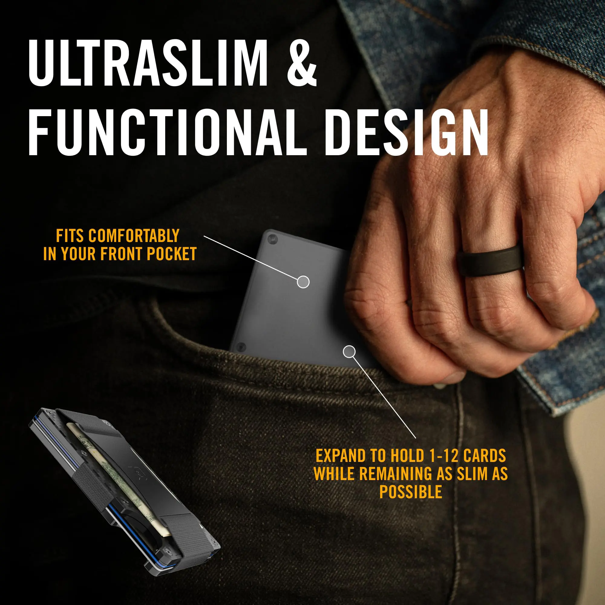 The Ridge Wallets for Men - Slim Minimalist Wallet For Men, Front Pocket, RFID - Card Holder Wallet - Carbon Fiber