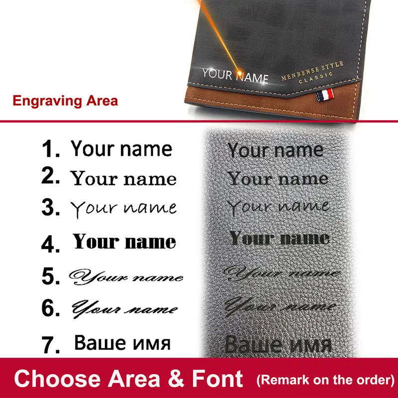 Name Engraving New Men Wallets Slim Short Card Holder Coin Pocket Small Male Wallet Photo Holder Frosted Men Purses Money Clips