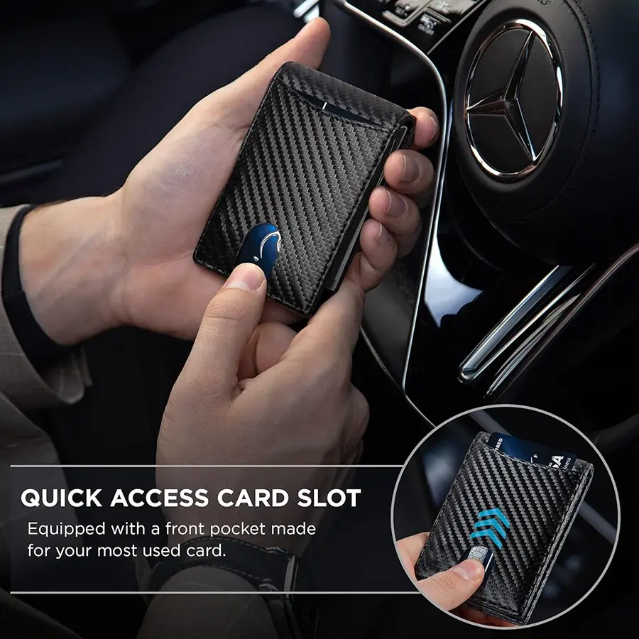 Men's Slim Wallet - RFID Blocking Front Pocket Bifold Credit Card Holder - Slim - Men's Wallet with Money Clip