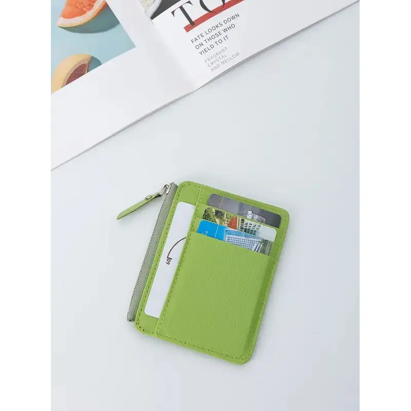 Mini wallet, credit card wallet, ID card holder, men's small wallet for easy carrying, thin sleeve zipper, coin wallet