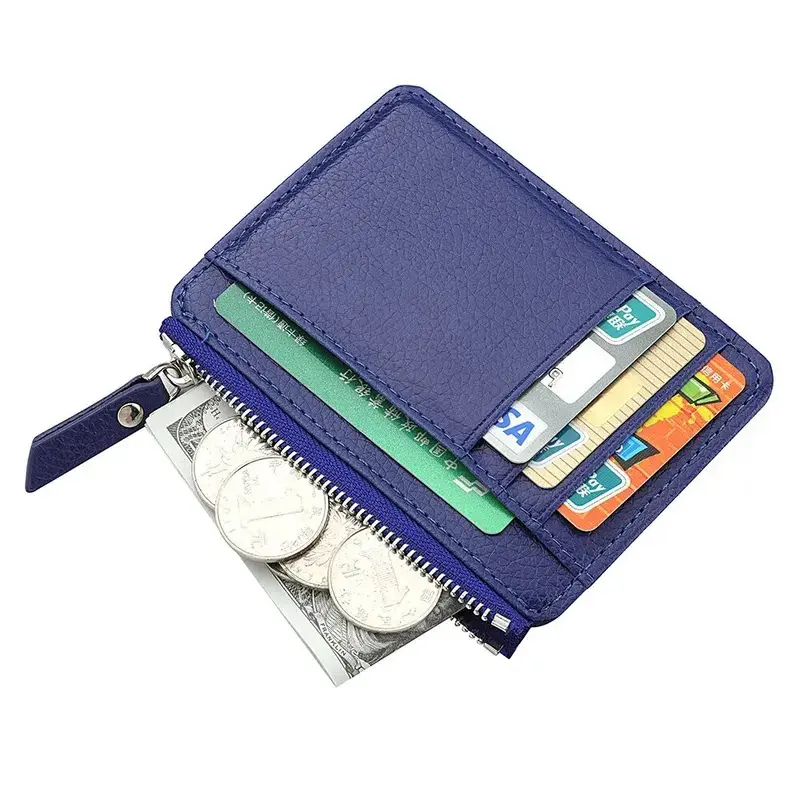 Mini wallet, credit card wallet, ID card holder, men's small wallet for easy carrying, thin sleeve zipper, coin wallet