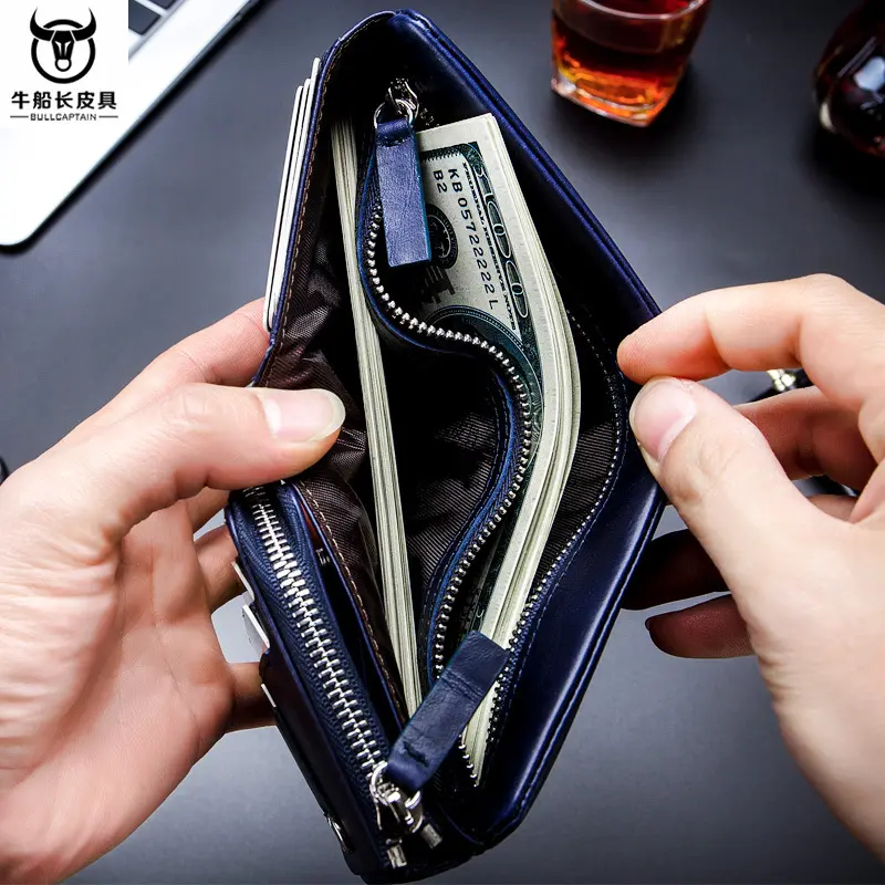 BULLCAPTAIN Men's Wallet Short Coin men's purse Genuine Cowhide  Brand High Quality Designer New Short Wallets cartera mujer