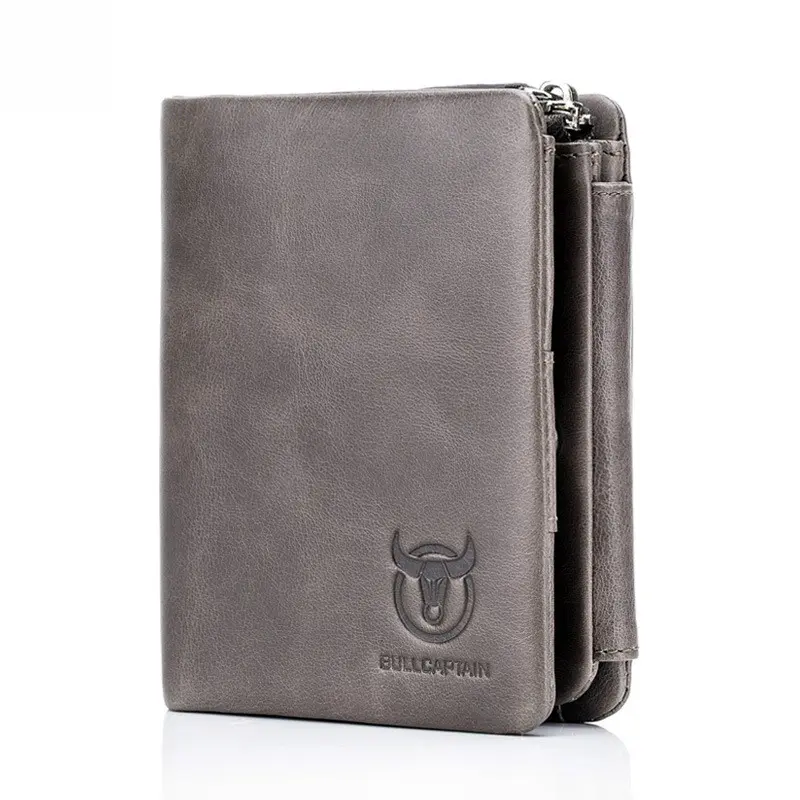 BULLCAPTAIN Men's Wallet Short Coin men's purse Genuine Cowhide  Brand High Quality Designer New Short Wallets cartera mujer