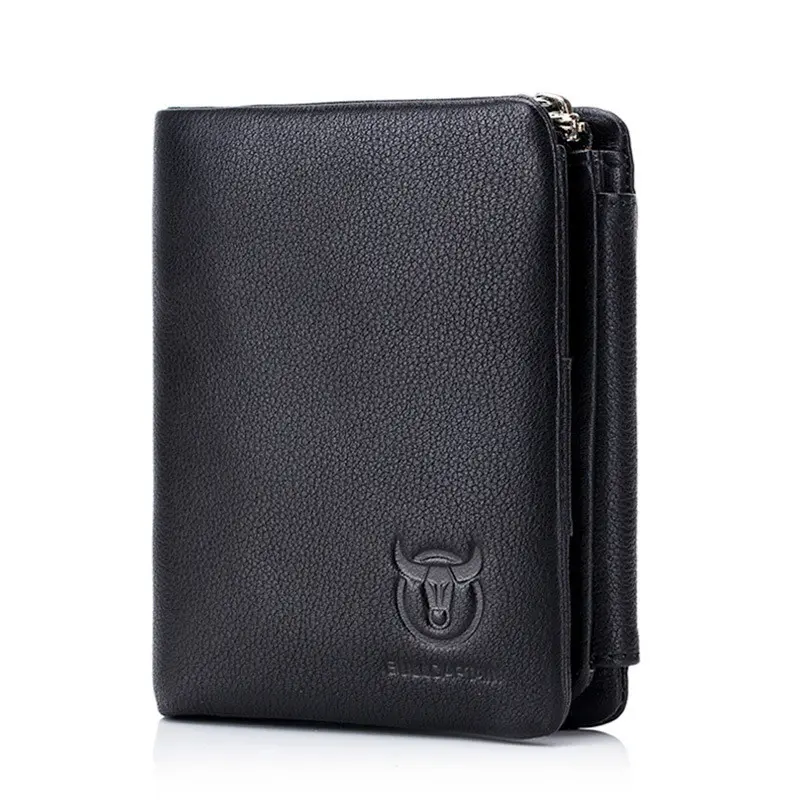 BULLCAPTAIN Men's Wallet Short Coin men's purse Genuine Cowhide  Brand High Quality Designer New Short Wallets cartera mujer