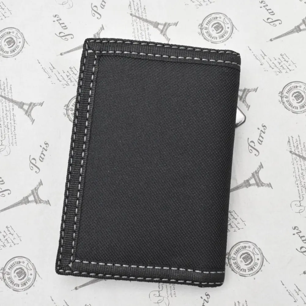 Touch Fastener Men's Short Wallet Fashion Leisure Multi-position 3 Fold Purse Durable Black Male Coin Pocket Daily Use
