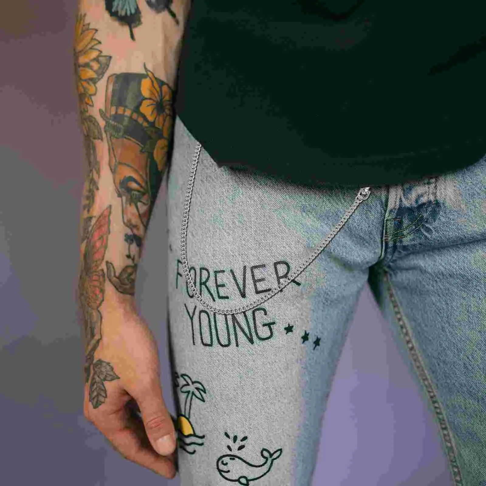 Wallet Chain Metal Material Belt Chains Jeans Chain Lobster Clasp Keyring Purse Clasp Men Waist Chain Pant Chain Chain Belt