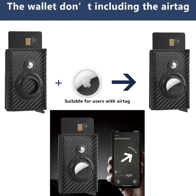 Rfid Carbon Fiber Card Holder Airtag Men Bank Credit Cardholder Minimalist Wallet Metal Air Tag Male Vallet for Airtag Tarjetero