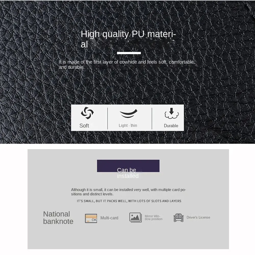 Waterproof Two Fold Purse Soft Multi-position Men's Magnetic Buckle Purse Solid Color Leisure Male Zipper Coin Pocket