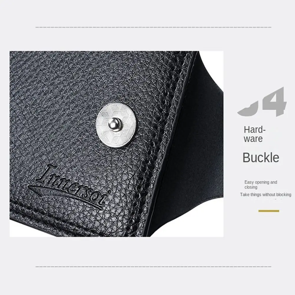 Waterproof Two Fold Purse Soft Multi-position Men's Magnetic Buckle Purse Solid Color Leisure Male Zipper Coin Pocket