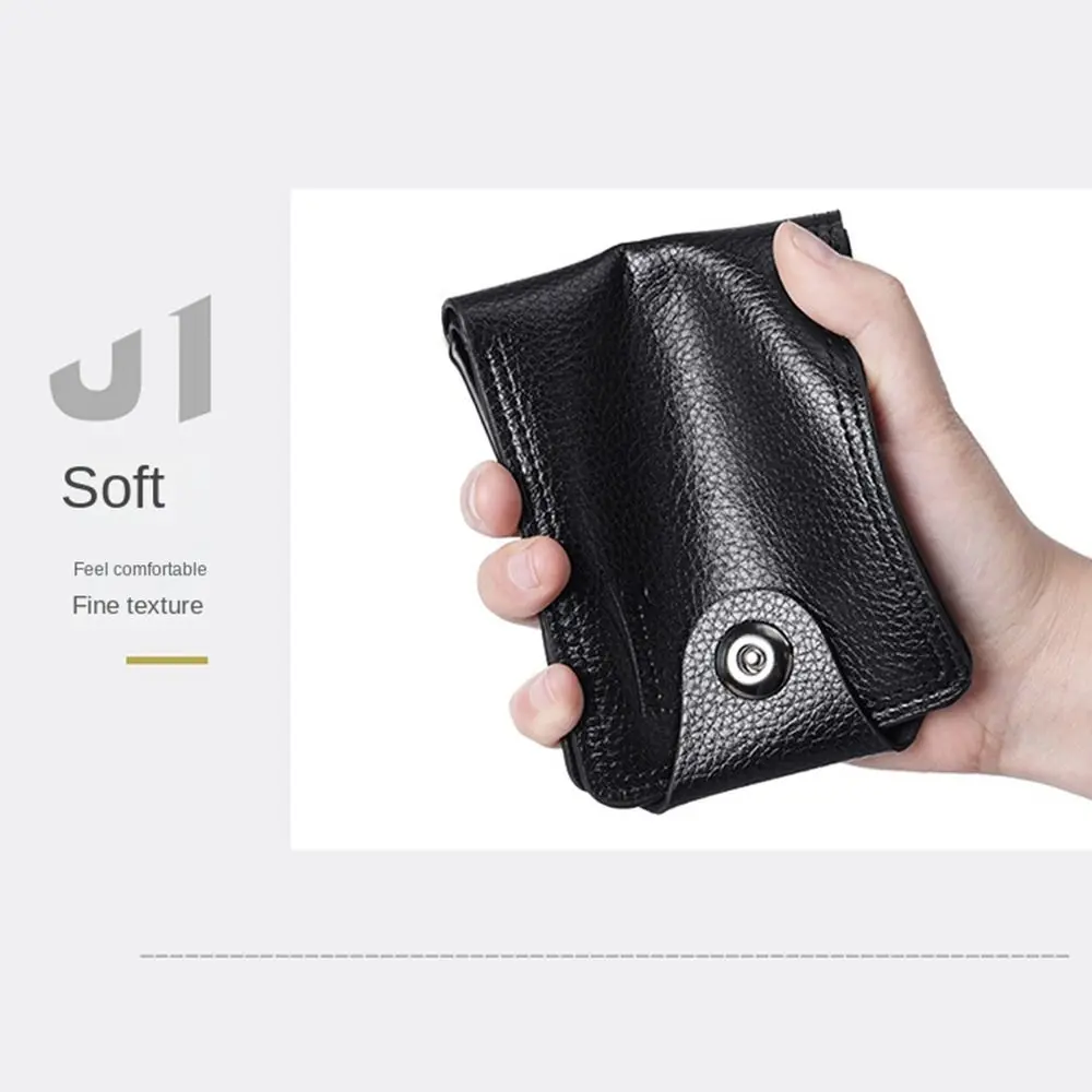 Waterproof Two Fold Purse Soft Multi-position Men's Magnetic Buckle Purse Solid Color Leisure Male Zipper Coin Pocket
