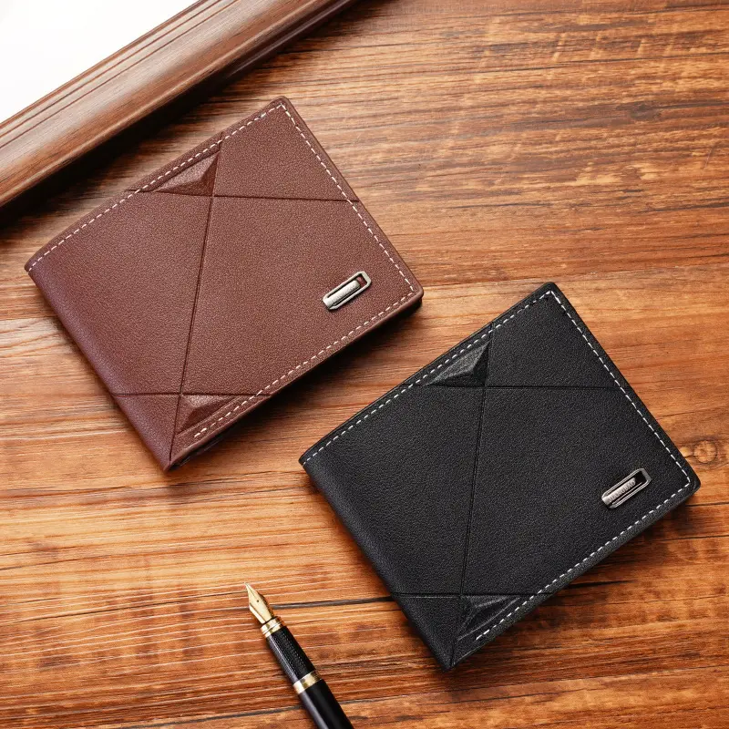 New Men's Wallet Short Multi-card Coin Purse Fashion Casual Wallet Male Youth Thin Three-fold Horizontal Men PU Soft Wallet