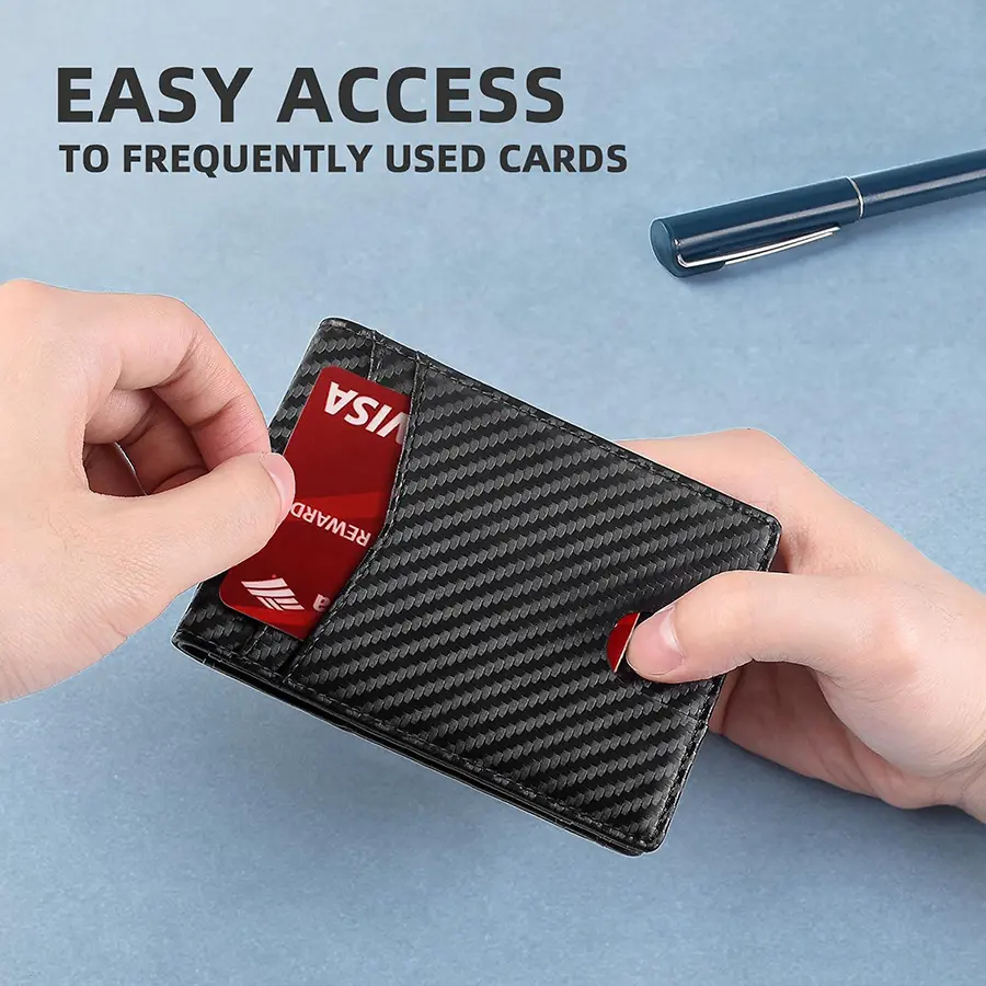 Rfid Carbon Fiber Airtag Men Wallets Credit Card Holder Wallet Purse Minimalist Wallet for Men Slim Black Wallet for Air Tag