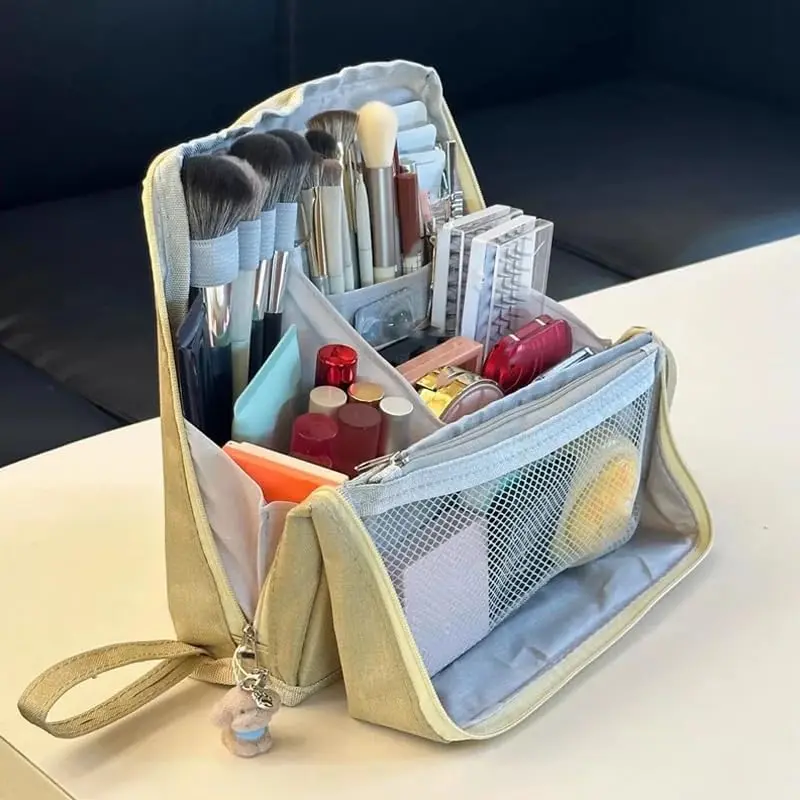 1 vertical makeup bag, multi-purpose large-capacity Oxford cloth vertical makeup bag, portable waterproof with compartment