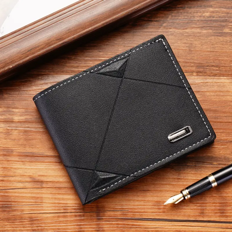 New Men's Wallet Short Multi-card Coin Purse Fashion Casual Wallet Male Youth Thin Three-fold Horizontal Men PU Soft Wallet