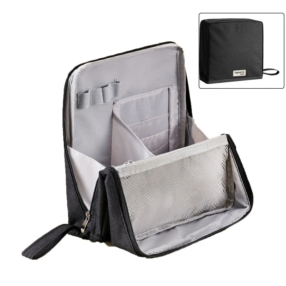 1 vertical makeup bag, multi-purpose large-capacity Oxford cloth vertical makeup bag, portable waterproof with compartment