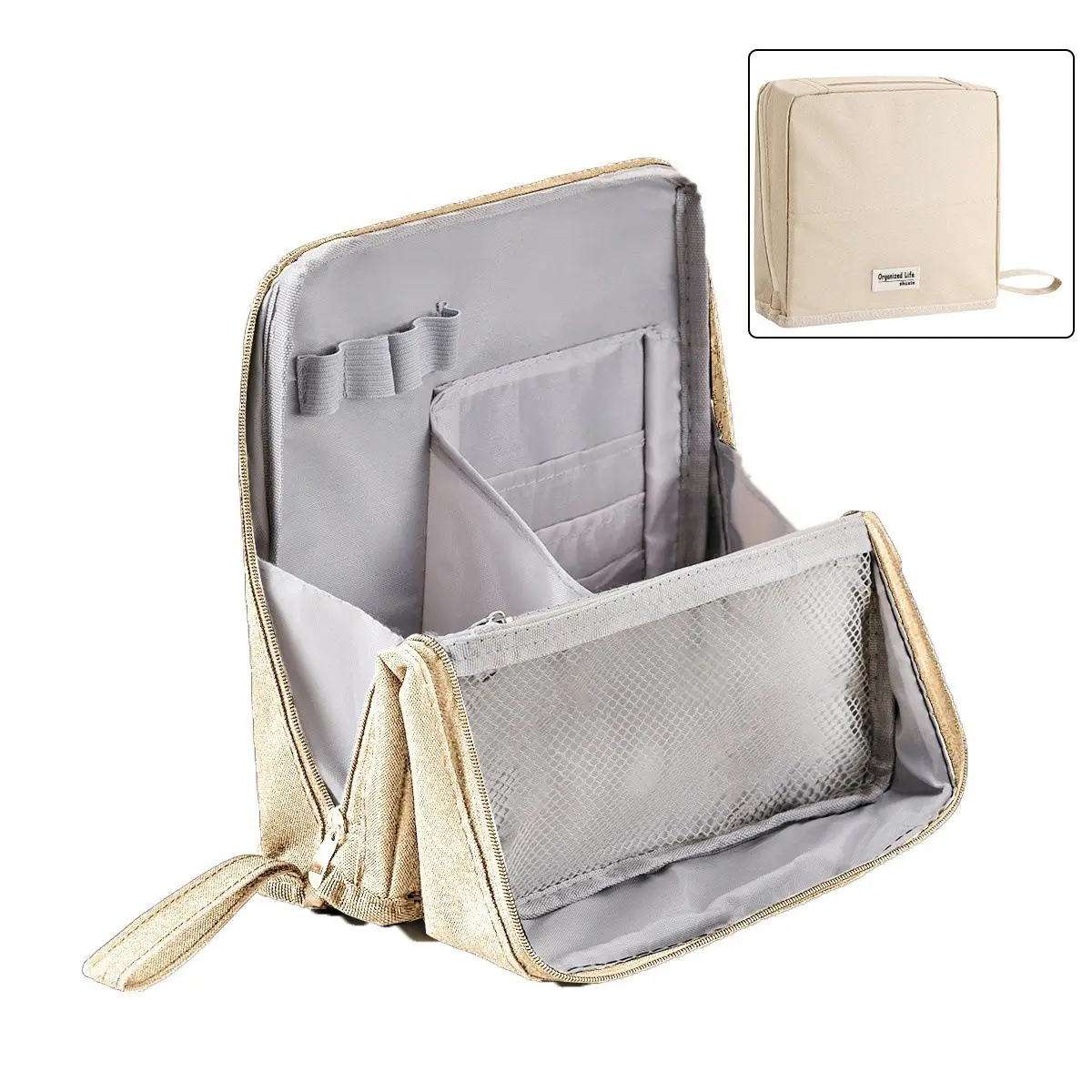 1 vertical makeup bag, multi-purpose large-capacity Oxford cloth vertical makeup bag, portable waterproof with compartment