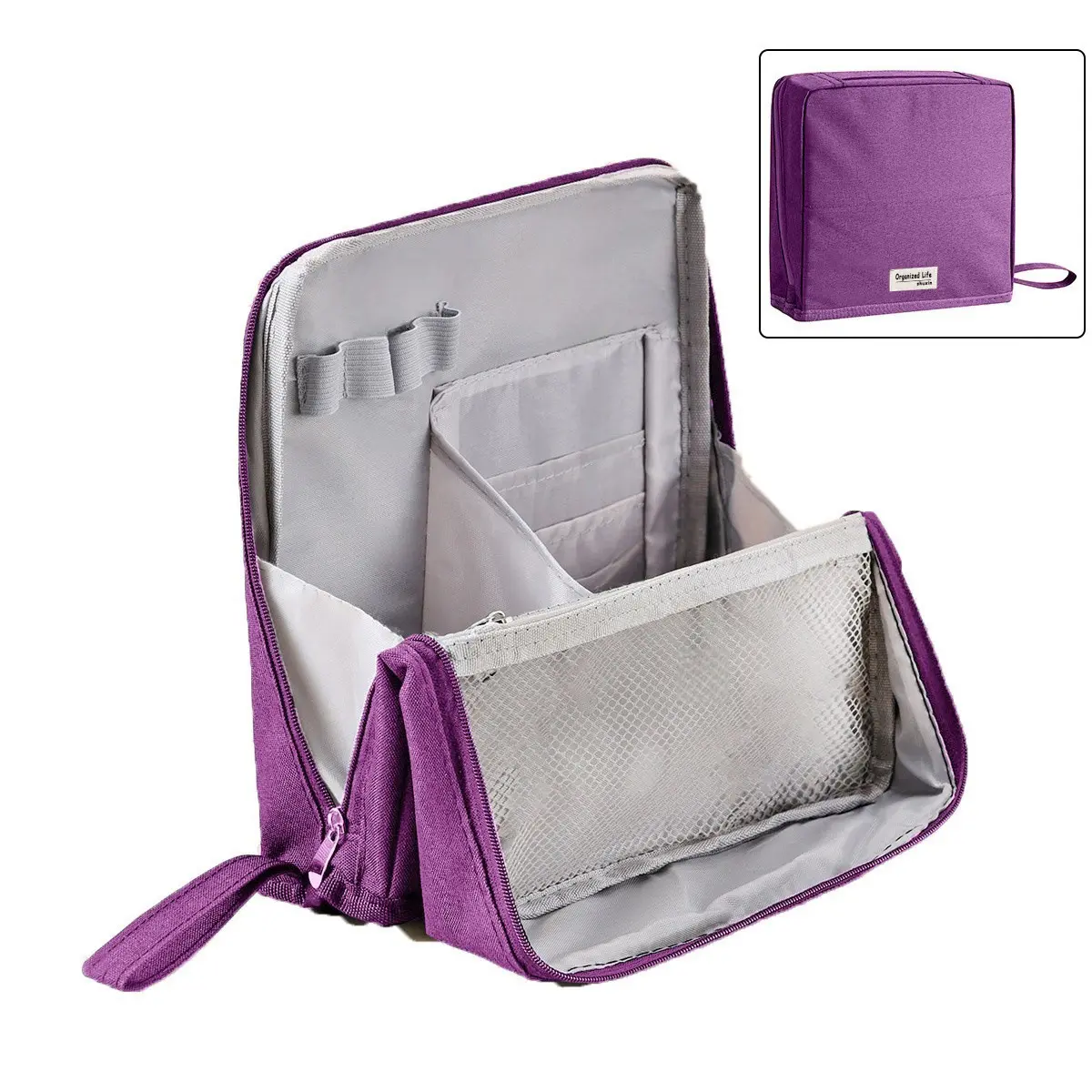 1 vertical makeup bag, multi-purpose large-capacity Oxford cloth vertical makeup bag, portable waterproof with compartment