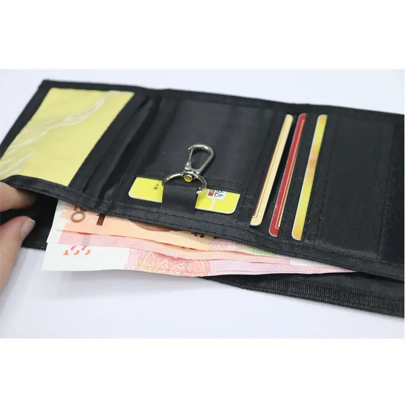 RFID Fabric Boys Camouflage Wallet with Chain Trifold Canvas Outdoor Sports Kids Wallet Wallet for Teenage Boys