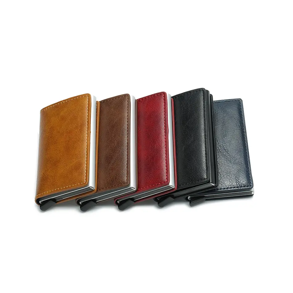 Rfid Aluminum Men Wallet Card Holders Purse Carbon Fiber Men Business Slim Thin Smart Wallet Credit Cardholder Case Note Holder