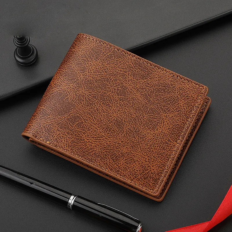 New Short Men Wallets Card Holder Classic Male Wallet yellow  With Coin Pocket No Zipper Fashion Frosted Slim Men's Purses 2023